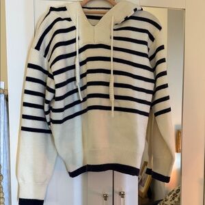 Cider Cream and Black Knit hooded sweater